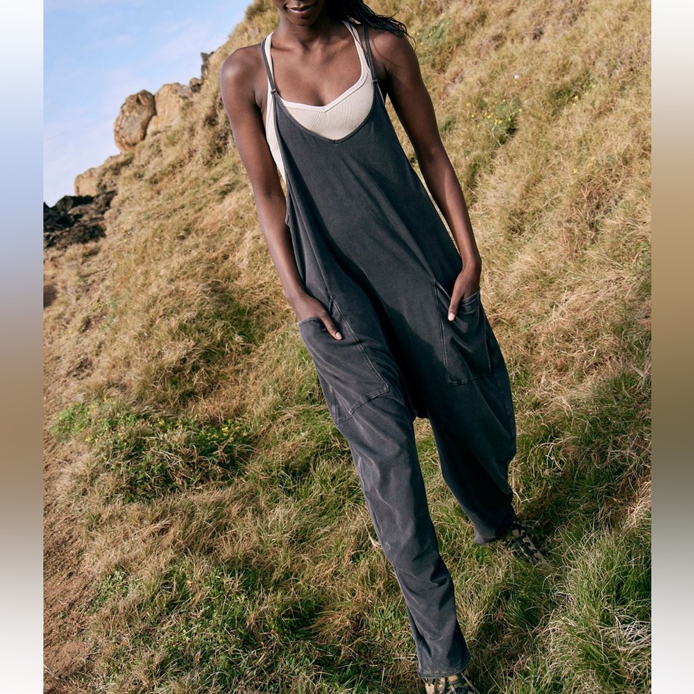Free People Hot Shot Onesie S Washed Black